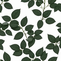 Dark Green Leaves Seamless Pattern