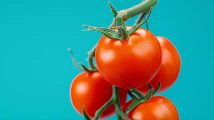 Close-Up of Vine-Ripened Cherry Tomatoes Ready to Harvest