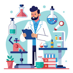 doctor doing his research in his lab vector