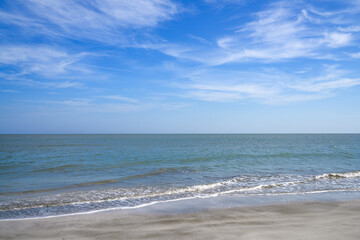 View of Chao Sam Phraya Beach, Pran Buri District, Prachuap Khiri Khan Province, Thailand, taken on 29 Dec 2023.