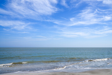 View of Chao Sam Phraya Beach, Pran Buri District, Prachuap Khiri Khan Province, Thailand, taken on 29 Dec 2023.