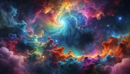 Cosmic Nebula Swirling Colors of Space
