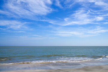 View of Chao Sam Phraya Beach, Pran Buri District, Prachuap Khiri Khan Province, Thailand, taken on 29 Dec 2023.