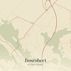 Fototapeta premium Vintage map of Bosrobert, France.