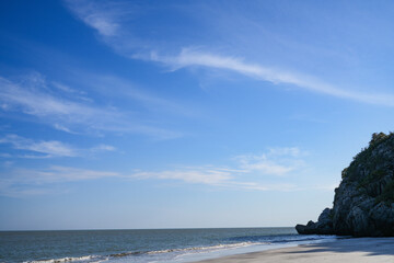 View of Chao Sam Phraya Beach, Pran Buri District, Prachuap Khiri Khan Province, Thailand, taken on 29 Dec 2023.