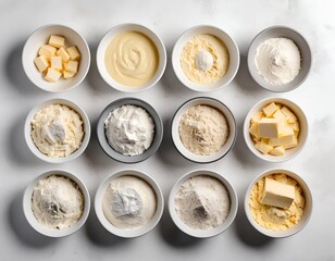 Baking Ingredients in Bowls