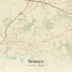 Fototapeta premium Vintage map of Bouaye, France.
