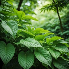 Lush Green Tropical Leaves