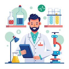 doctor doing his research in his lab vector