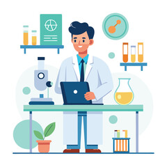 doctor doing his research in his lab vector