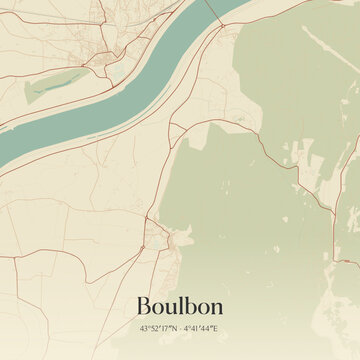 Vintage map of Boulbon, France.
