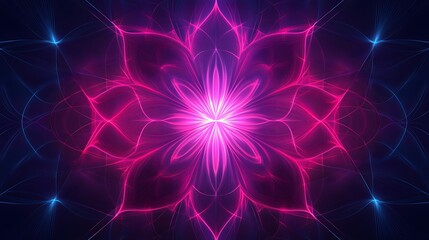 Fototapeta premium Neon Pink and Blue Floral Abstract Design