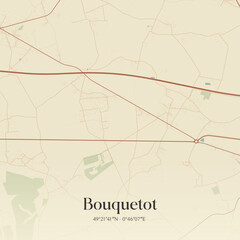 Vintage map of Bouquetot, France.