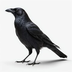 Obraz premium Black Raven Bird Isolated on White Background