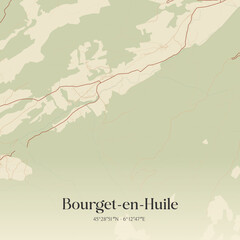 Fototapeta premium Vintage map of Bourget-en-Huile, France.