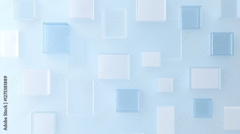 Poster a modern abstract background featuring transparent squares and soft colors