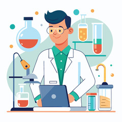 doctor doing his research in his lab vector