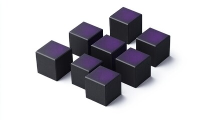Obraz premium Ten dark-purple cubes arranged in a staggered grid pattern on a white background.