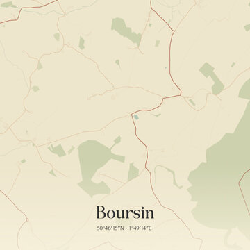 Vintage map of Boursin, France.