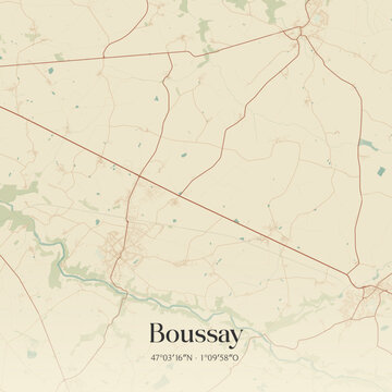 Vintage map of Boussay, France.