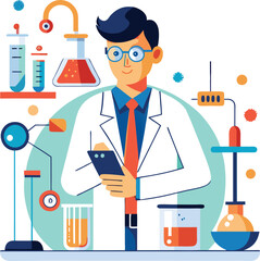 doctor doing his research in his lab vector