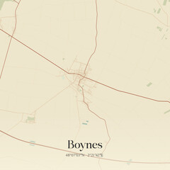 Vintage map of Boynes, France.