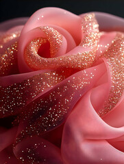 Fototapeta premium Pink Glitter Fabric Rose Swirl Texture Background