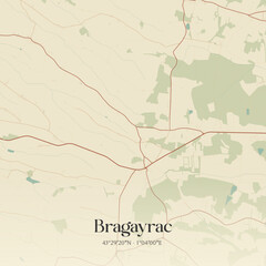 Obraz premium Vintage map of Bragayrac, France.