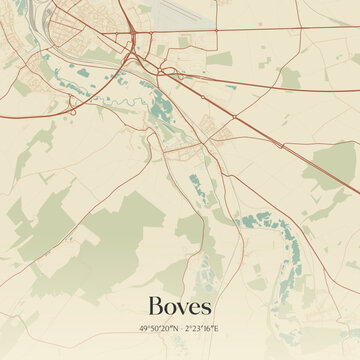 Vintage map of Boves, France.