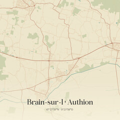 Fototapeta premium Vintage map of Brain-sur-l'Authion, France.