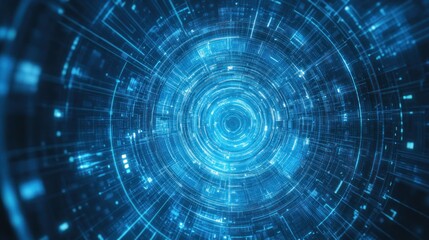 Fototapeta premium Abstract digital vortex with glowing blue lines
