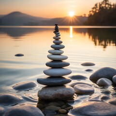 Serene Sunset Stones