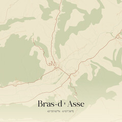Obraz premium Vintage map of Bras-d'Asse, France.