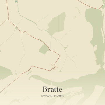 Vintage map of Bratte, France.