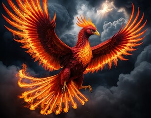Fiery Phoenix Rising from the Ashes