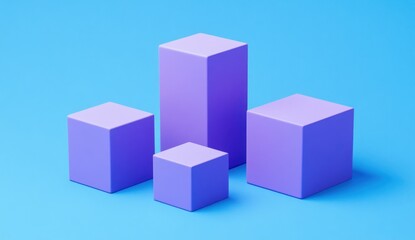 Obraz premium Abstract purple cubes on blue background, 3D rendering.