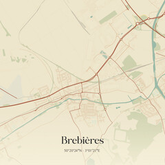 Obraz premium Vintage map of Brebières, France.