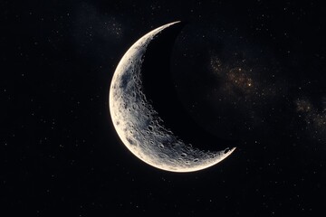 Crescent moon with copy space.
