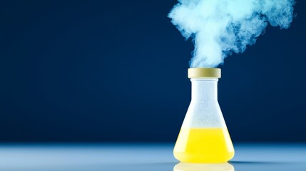 Dynamic chemistry experiment in a laboratory chemical reactions with tubes and beakers steam rising from bunsen burner