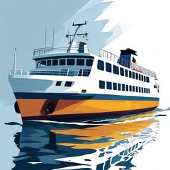 Naklejka premium an AI Image Generator, Illustration of a Passenger Ferry
