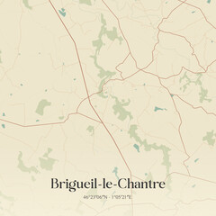 Vintage map of Brigueil-le-Chantre, France.