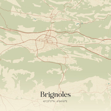 Vintage map of Brignoles, France.