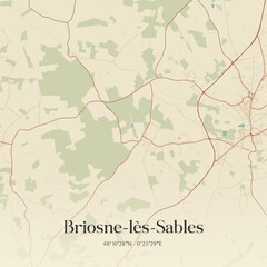 Fototapeta premium Vintage map of Briosne-lès-Sables, France.