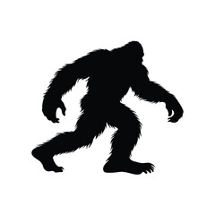 Dynamic Bigfoot Silhouette - Mysterious Mid-Stride Pose for Nature and Folklore Themes