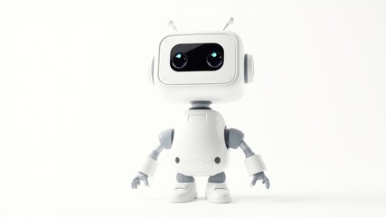 Cute White Cartoon Robot Square Head - AI Art