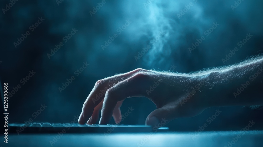 Poster a hand reaching out from a computer screen, attempting to steal sensitive data, representing the eve