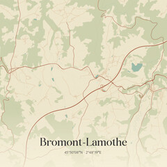 Fototapeta premium Vintage map of Bromont-Lamothe, France.