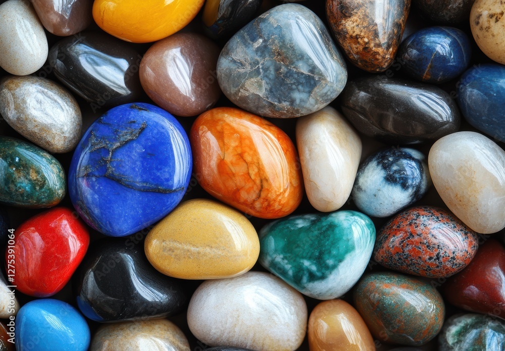 Poster colorful pebbles display natural environment close-up photography texture and patterns artistic view