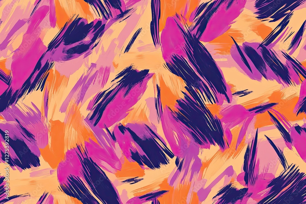 Poster vibrant abstract pattern displaying strokes of purple, orange, and peach on a soft background ideal 