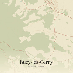 Fototapeta premium Vintage map of Bucy-lès-Cerny, France.